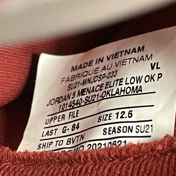 Nike Jordan 5 Low Retro Alpha Menace Elite Oklahoma PE Football Cleats Size 12.5 - Picture 9 of 9